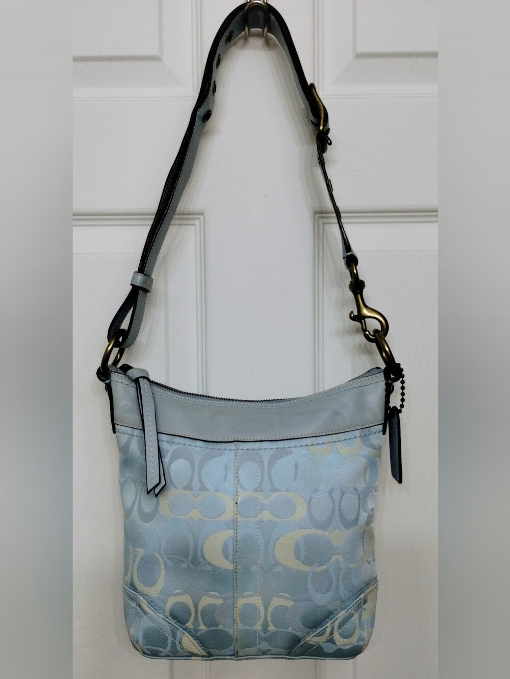 Coach Optic C Vintage Y2K Jacquard And Leather Crossbody Bag Blue - Picture 4 of 12